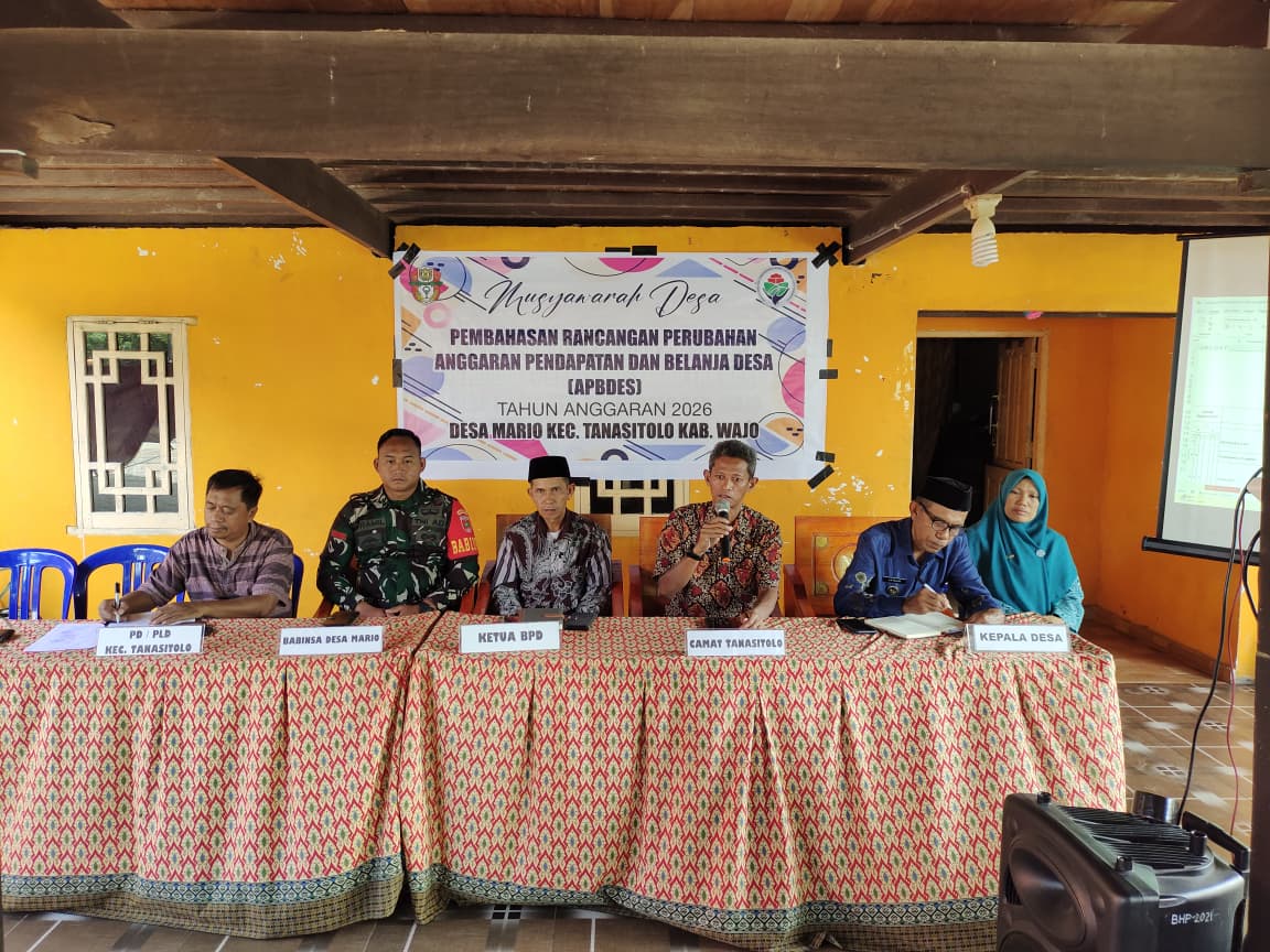 BPD Desa Mario Gelar Musyawarah Desa Pembahasan Perubahan APBDes Tahun Anggaran 2026